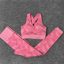 Load image into Gallery viewer, 2PCS/Set Camouflage Yoga Set Women Seamless Fitness Yoga Bra Sports Bra High Waist GYM Camo leggings Pants Fitness Suits Workout