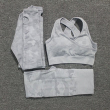 Load image into Gallery viewer, 2PCS/Set Camouflage Yoga Set Women Seamless Fitness Yoga Bra Sports Bra High Waist GYM Camo leggings Pants Fitness Suits Workout