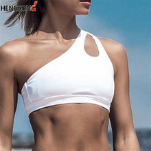 Load image into Gallery viewer, Women's Sportswear Slim Crop Tops Fitness Sports Bra Hollow Out One-shoulder Sexy Top Yoga Running Bra for Female