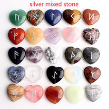 Load image into Gallery viewer, 25Pcs Crystal Heart Natural Rune Stones Divination Meditation Engraved Runes Reiki Archangel Chakra Symbols Palm Stone Gift