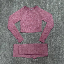 Load image into Gallery viewer, Women Seamless Fitness Yoga Suit 3pcs Gym Clothing Long Sleeve Top Bra High Waist Running Legging Workout Wear Pants Sports set