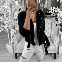 Load image into Gallery viewer, Autumn Winter Women's Bomber Jacket Casual Zipper Button Female Jacket Solid Plus Size Pockets Womens Jackets And Coats 2020