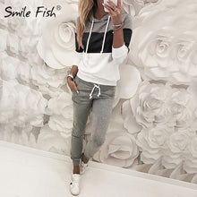 Load image into Gallery viewer, New Fashion Sweatsuit Pants Suits Women Autumn Hooded Patchwork Tracksuit Casual Hoodies Pullovers 2 Piece Set Sweat G1172