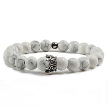 Load image into Gallery viewer, Charm Natural Stone Men Bracelet Crown Hematite Black Lava Beads Couple Distance Bracelet Women Yoga Jewelry Gifts