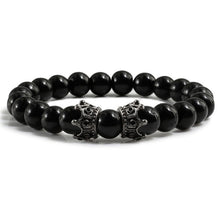 Load image into Gallery viewer, Charm Natural Stone Men Bracelet Crown Hematite Black Lava Beads Couple Distance Bracelet Women Yoga Jewelry Gifts