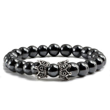 Load image into Gallery viewer, Charm Natural Stone Men Bracelet Crown Hematite Black Lava Beads Couple Distance Bracelet Women Yoga Jewelry Gifts
