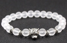 Load image into Gallery viewer, 8mm adjusted Charm head nature stone bead copper Frosted agate Onyx Bracelet yj5 leopard head Reiki Chakra Buddha Yoga