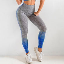 Load image into Gallery viewer, Women Gym Leggings Spliced Stretchable High Waist Quick Dry Bodycon Running Jogging Gym Home Fitness Pants Female