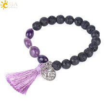 Load image into Gallery viewer, CSJA 7 Chakras Healing Bracelet 8mm Yoga Meditation Natural Stone Beaded Bracelets Real Crystal Quartz Women Hand Jewellery F398
