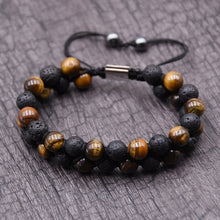 Load image into Gallery viewer, New brand Mens Lava Rock Bracelet, 8mm Tiger Eye Bead Bracelet for Men Natural Stone Yoga Essential Oil Bracelets for Gif