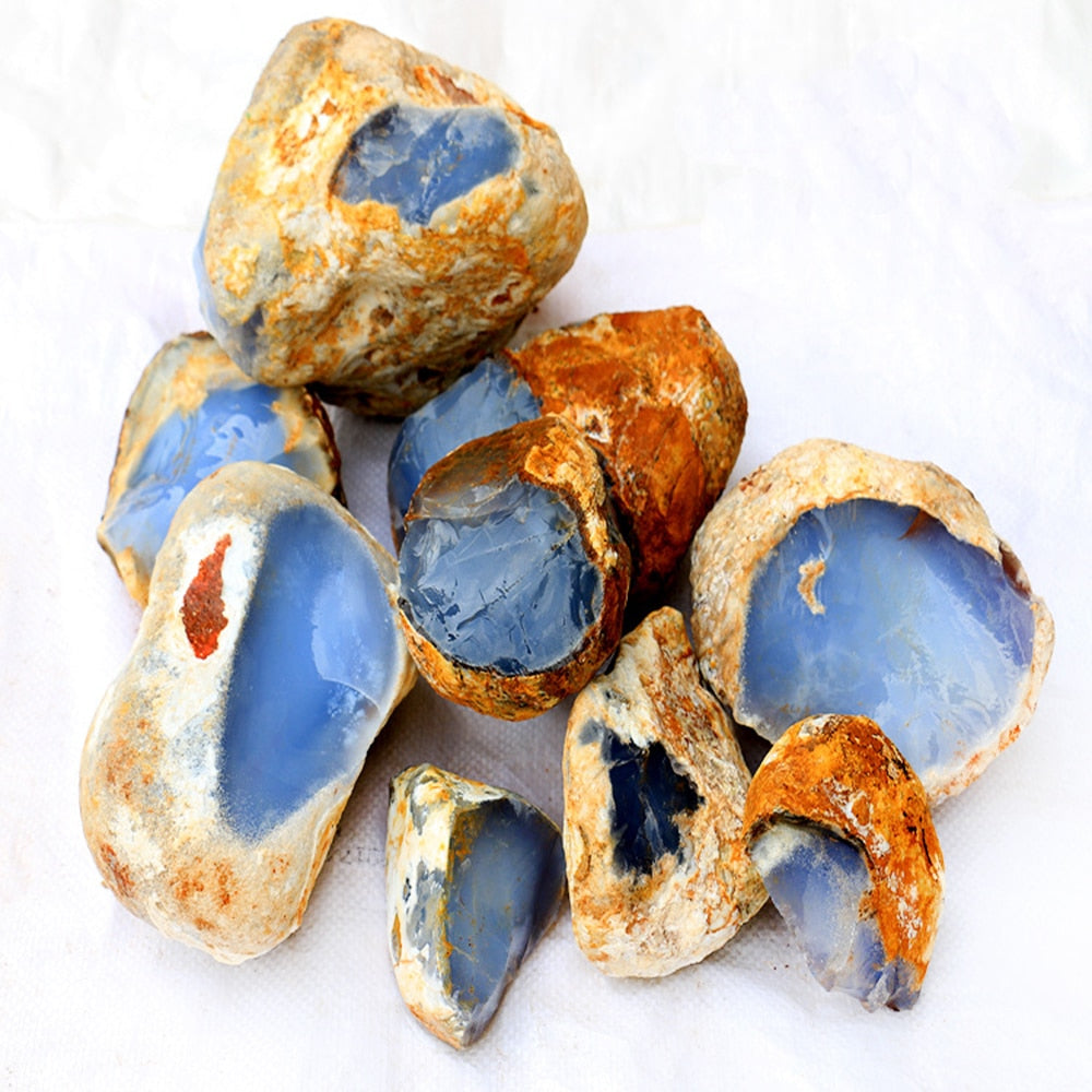 Natural Rough Blue Chalcedony Bulk Raw Blue Agate Chunk Quartz Crystal Stone Ore Energy Crystal Mineral Specimen Home Decoration