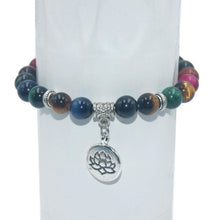 Load image into Gallery viewer, 8MM Natural Stone Lotus Beads lucky Bracelet Tiger eye Agates Mala Beads Bracelets Bangles For Women Men Yoga Bracelet Femme
