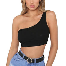 Load image into Gallery viewer, Sujetador Deportivo One Shoulder Sports Bra Women Girl Workout Yoga Bra Sexy Support Black Top
