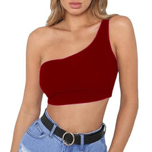 Load image into Gallery viewer, Sujetador Deportivo One Shoulder Sports Bra Women Girl Workout Yoga Bra Sexy Support Black Top
