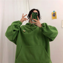 Load image into Gallery viewer, AQOIA Autumn Cartoon Loose Women&#39;s Hoodies Sweatshirt Pockets Oversize Embroidered Sweatshirts Women 2019 Winter Clothing
