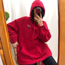 Load image into Gallery viewer, AQOIA Autumn Cartoon Loose Women&#39;s Hoodies Sweatshirt Pockets Oversize Embroidered Sweatshirts Women 2019 Winter Clothing
