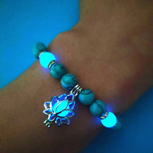 Load image into Gallery viewer, Natural Stone Bracelet Yoga Healing Luminous Glow In The Dark Bracelet Lotus Charm Beads Bracelet for Men Women Prayer Buddhism
