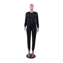 Load image into Gallery viewer, HAOYUAN Rhinestones 2 Piece Set Women Festival Clothing Long Sleeve Top Pants Sweat Suits Causal Matching Sets Two Piece Outfits
