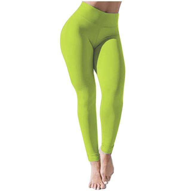 Women Soft High Waist Solid Color Stretch Pleated Pants Casual Fitness Leggings Trouser Leggings Workout 2019