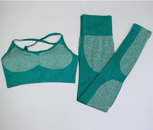 Load image into Gallery viewer, Newest Women Seamless yoga set Fitness Sports Suits GYM Yoga Tank Belt Bra Tops High Waist Running Leggings Workout Pants+Bras
