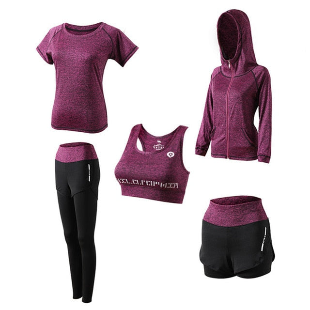 Gym Five 5 Piece Set Workout Clothes for Women Sports Bra and pants Sports Wear for Women Gym Clothing Athletic Yoga Set S-3XL