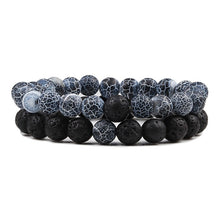 Load image into Gallery viewer, Set Bracelet Couples Distance Black White Natural Lava Stone Tiger Eye Beaded Yoga Bracelets for Men Women Elastic Rope Jewelry
