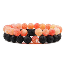 Load image into Gallery viewer, Set Bracelet Couples Distance Black White Natural Lava Stone Tiger Eye Beaded Yoga Bracelets for Men Women Elastic Rope Jewelry
