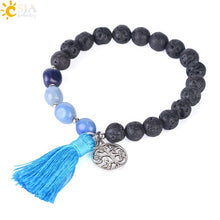 Load image into Gallery viewer, CSJA 7 Chakras Healing Bracelet 8mm Yoga Meditation Natural Stone Beaded Bracelets Real Crystal Quartz Women Hand Jewellery F398
