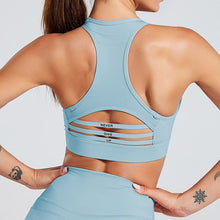 Load image into Gallery viewer, Kaminsky Fashion Women Bra Patchwork Strapless Tank Top With Pocket Solid Sexy Mesh Fitness Short Top Shockproof Sports Bra Top
