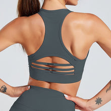 Load image into Gallery viewer, Kaminsky Fashion Women Bra Patchwork Strapless Tank Top With Pocket Solid Sexy Mesh Fitness Short Top Shockproof Sports Bra Top
