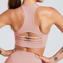 Load image into Gallery viewer, Kaminsky Fashion Women Bra Patchwork Strapless Tank Top With Pocket Solid Sexy Mesh Fitness Short Top Shockproof Sports Bra Top
