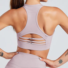 Load image into Gallery viewer, Kaminsky Fashion Women Bra Patchwork Strapless Tank Top With Pocket Solid Sexy Mesh Fitness Short Top Shockproof Sports Bra Top
