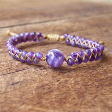 Load image into Gallery viewer, Amethyst Stone String Beads Braided Yoga Bracelet &amp; Bangle Women Men Handmade DIY Jewelry Bohemia Charm Warp Bracelet Friendship
