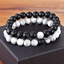Load image into Gallery viewer, Hot Couples Distance Bracelet Natural Stone White Black Yoga Beaded Bracelets for Men Women Friend Gift Charm Strand Jewelry
