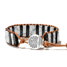 Load image into Gallery viewer, Natural Stone Leather Wrap Beaded Bracelets Handmade Fashion 7 Chakra Men Women Flower Tree of Life Healing Yoga Bracelet
