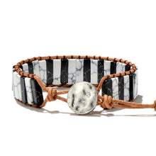 Load image into Gallery viewer, Natural Stone Leather Wrap Beaded Bracelets Handmade Fashion 7 Chakra Men Women Flower Tree of Life Healing Yoga Bracelet
