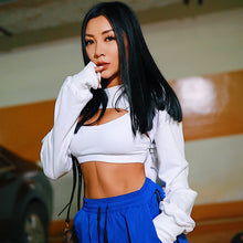 Load image into Gallery viewer, Women Long sleeve crop top slim breathable bare midriff Fitness Sports t shirt women tops Sweater Running Jogging crop top
