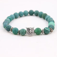 Load image into Gallery viewer, 8mm Energy Weathered Agates Chakra Bracelet Yoga Owl Accessories Bracelet Turquoises Black volcanic stone Variety Choice
