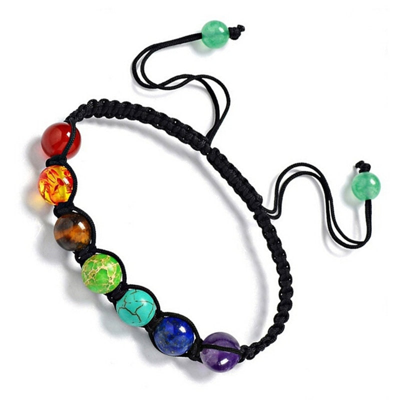 7 Chakra Healing Balance Natural Prayer Stones Braided Yoga Reiki Beads Bracelet Bangle Unisex Jewelry Bijouterie Accessories