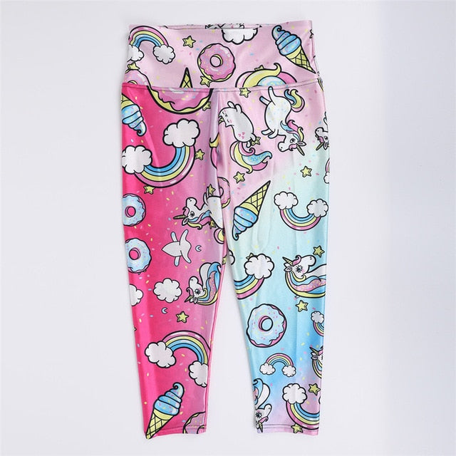 FCCEXIO New Style Fashion Elastic Force Fitness Women Leggings Workout Pants Sporting Skinny Leggings Rainbow Unicorn Leggings
