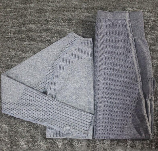 Women Seamless yoga set Fitness Sport Suits GYM cloth Yoga  Shirts High Waist Running Leggings Workout Pants Shirts Bra Tops