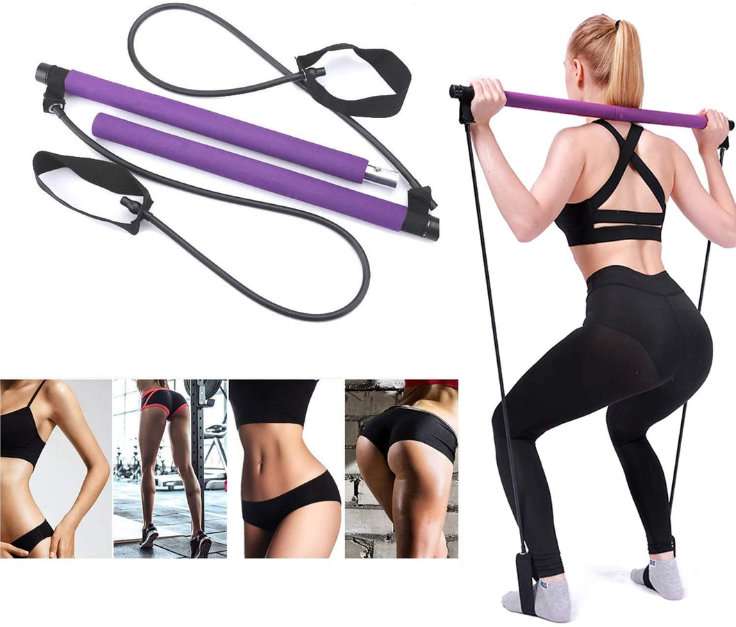 Exercise Resistance Band Yoga Stick Pilates Stick Portable Fitness Resistance Band Elastic Rope for Body Workout Home