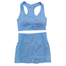 Load image into Gallery viewer, Seamless Women Vital Yoga Set Workout Shirts Sport Pants Bra Gym Clothing Short Crop Top High Waist Running Leggings Sports Set
