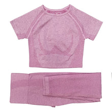 Load image into Gallery viewer, Seamless Women Vital Yoga Set Workout Shirts Sport Pants Bra Gym Clothing Short Crop Top High Waist Running Leggings Sports Set
