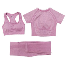 Load image into Gallery viewer, Seamless Women Vital Yoga Set Workout Shirts Sport Pants Bra Gym Clothing Short Crop Top High Waist Running Leggings Sports Set
