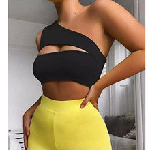 Load image into Gallery viewer, 2020 Summer New Women One Shoulder Crop Tops Solid Color Sleeveless Bra Ladies Bralet Vest Tank Female 4 Colors Crop Top
