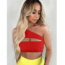 Load image into Gallery viewer, 2020 Summer New Women One Shoulder Crop Tops Solid Color Sleeveless Bra Ladies Bralet Vest Tank Female 4 Colors Crop Top
