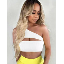 Load image into Gallery viewer, 2020 Summer New Women One Shoulder Crop Tops Solid Color Sleeveless Bra Ladies Bralet Vest Tank Female 4 Colors Crop Top
