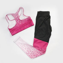 Load image into Gallery viewer, Women Fitness Yoga Set Sleeveless Top High Waist Pants Sportswear Gradient Print Leggings &amp; Bra ombre Stretchy Running Gym Suits
