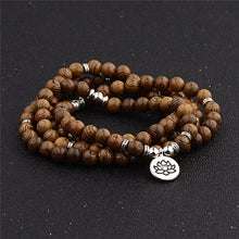 Load image into Gallery viewer, Multilayer 108 Wood Beads Lotus OM Bracelet Tibetan Buddhist Mala Buddha Charm Rosary Bracelet Yoga Wooden For Women Men Jewelry

